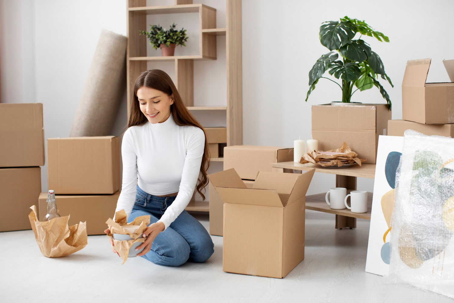 woman packing things